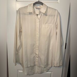 Athleta Cream Long-Sleeve Button Front Shirt